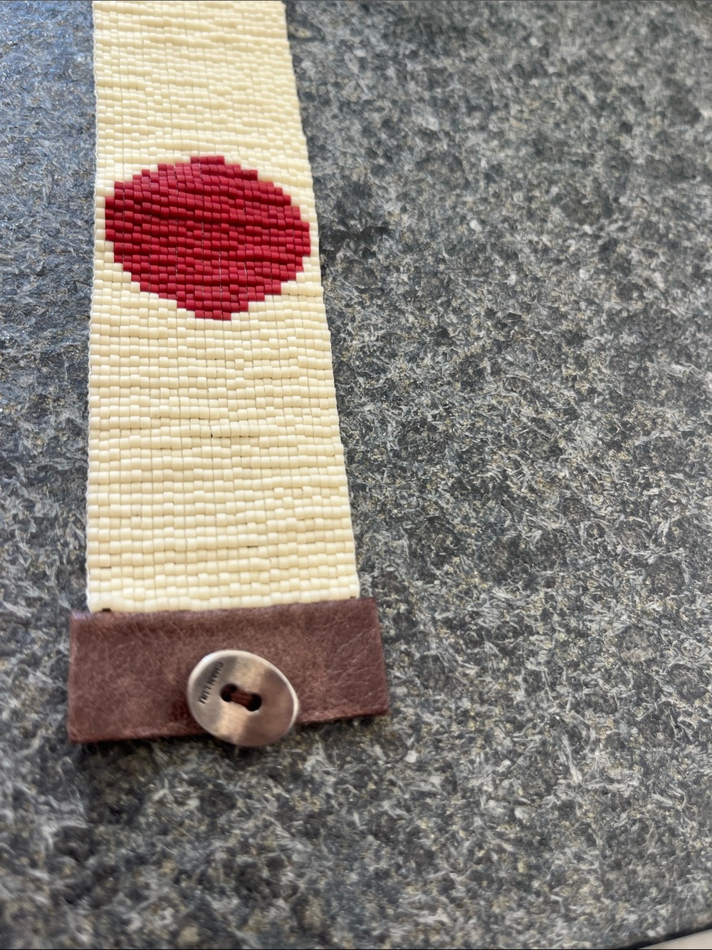 Chan Luu White Beaded cuff with leather adjustable toggle closure. Worn once - Picture 5 of 5
